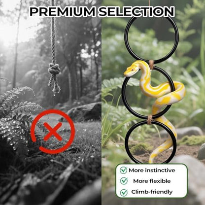 2 Pack Snake Climbing Rings for Ball Python & Corn Snake,Reptile Enrichment Toys for Snake,Ball Python Tank Decor, Reptile Tank Accessories for Bearded Dragon,Chameleon, Iguana, Gecko, Lizard (Black) - Image 5