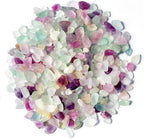 Close up of natural multicolor fluorite crystal chips