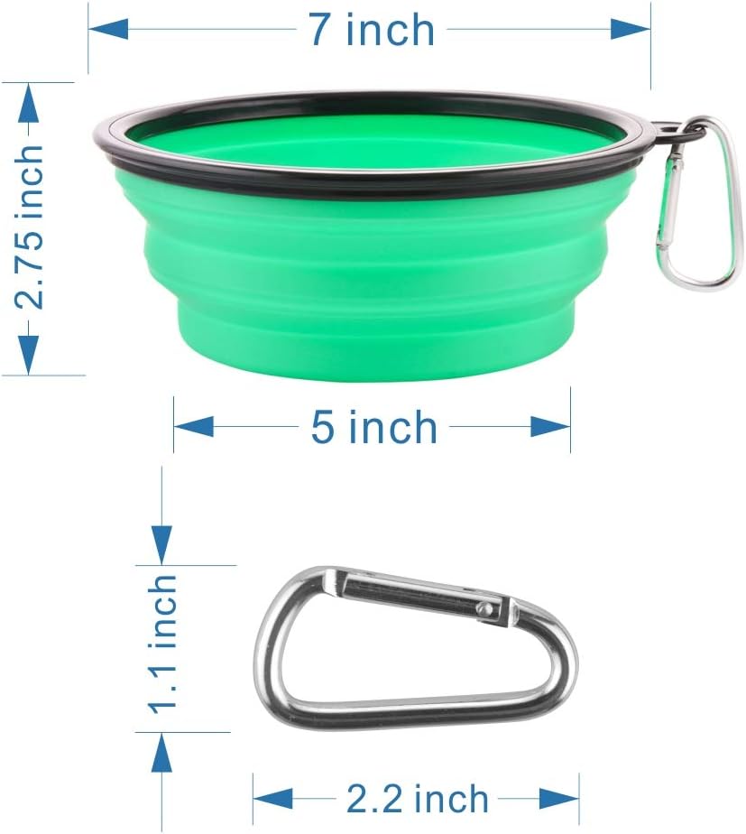 Guardians dishwasher safe pop up pet travel bowls twin pack in light green