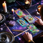Close up of Smoostart tarot card showing printed meanings and symbols
