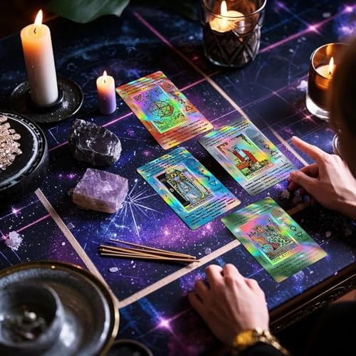 Close up of Smoostart tarot card showing printed meanings and symbols