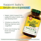 Supplement facts label on the back of MegaFood Baby and Me 2 prenatal vegan capsules bottle.
