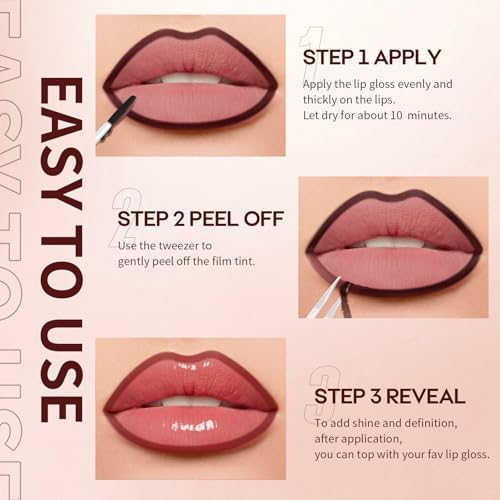 3Pcs Lip Stain Peel Off Set, Peel Off lip Liner Stain Long Lasting Waterproof, Matte Lip Tattoo Tint Transfer Proof, Highly Pigmented Color Lip Makeup(#01+02+03) - Image 7