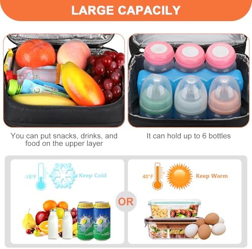 Accmor insulated baby bottle tote showing six bottle capacity