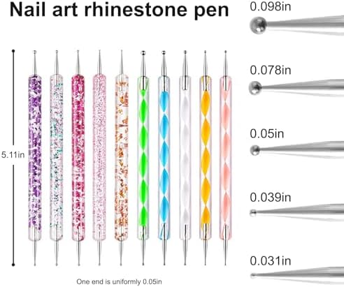 Petutu nail dotting tools with acrylic glitter handles