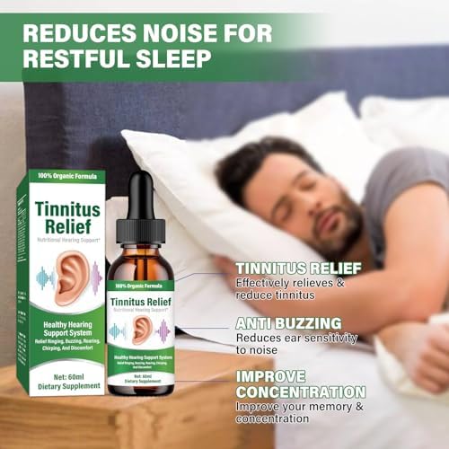 Side view of 60ml HOUNE Tinnitus Relief liquid supplement imported from USA.
