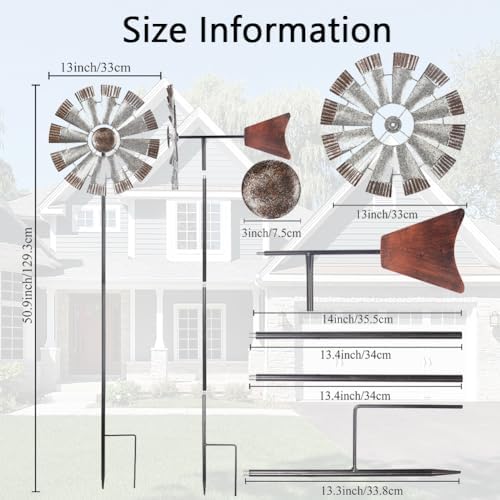 Viveta kinetic garden sculpture showing vintage finish