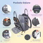RUVALINO nappy backpack displaying internal insulated bottle pockets