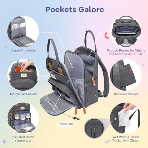 RUVALINO nappy backpack displaying internal insulated bottle pockets