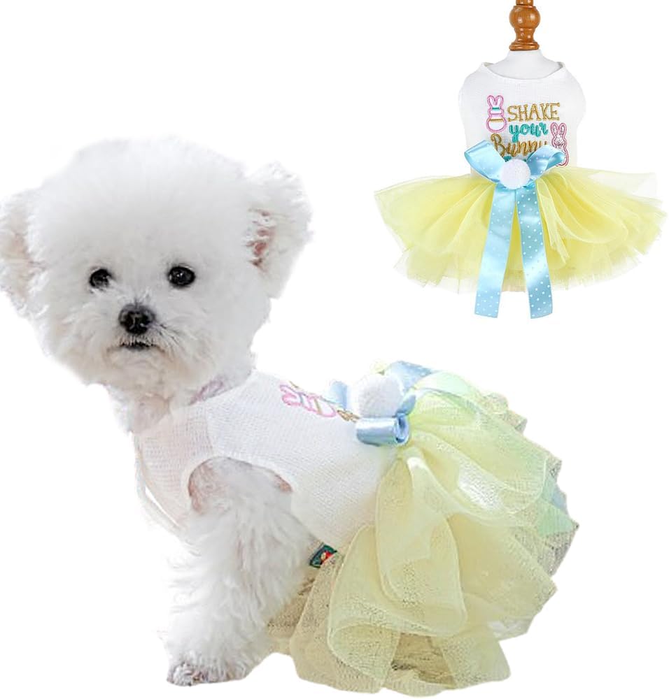 Fancy Dog Dresses with Leash Ring, Embroidered Dog Wedding Dress, Bow Puppy Clothes for Small pet Girl Multi-Layer Lace Tutu Cat Outfit for Kitten Chihuahua Yorkie, Small - Image 9