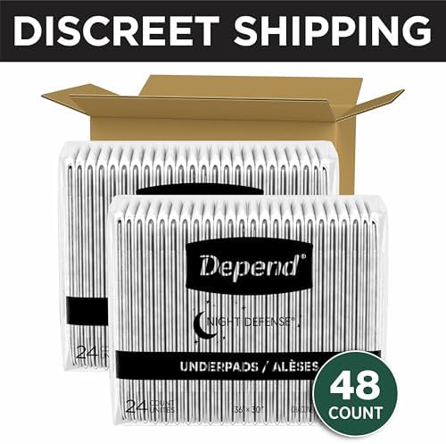 Depend disposable adult incontinence bed pads showing the extra large thirty six by thirty inches dimensions.