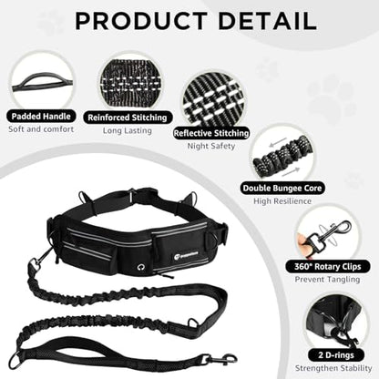 Shock absorbing elastic bungee dog leash from Puppalace extended during outdoor training.