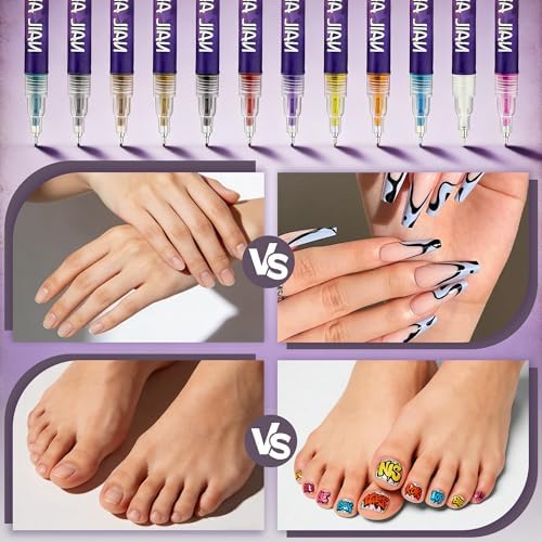 Close up view of 0.5 millimeter fine tip nail art markers