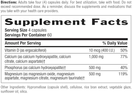 Side angle view of Country Life certified vegan calcium and magnesium capsules demonstrating clear product labeling