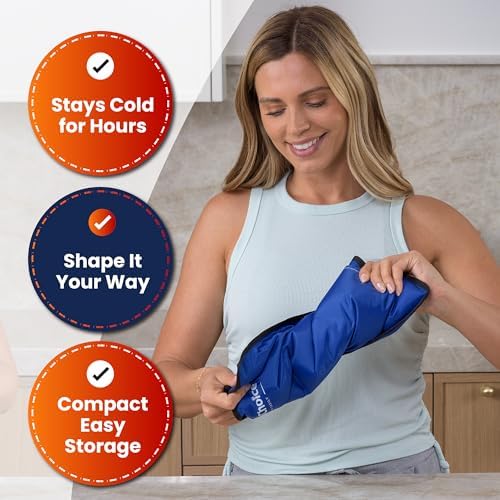 Flexible ice pack folded to demonstrate pliability