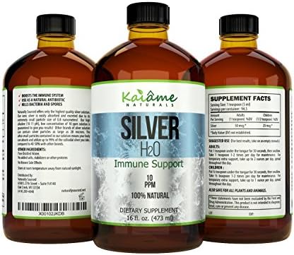 Kaiame Naturals colloidal silver 10 PPM liquid solution bottle displaying secure leak proof cap seal.