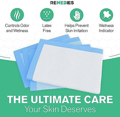 Remedies ultra absorbent disposable sheets folded compactly for easy closet and drawer storage