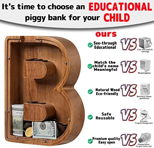 Personalized wooden large letter bank for children birthday gifting options