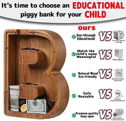 Personalized wooden large letter bank for children birthday gifting options