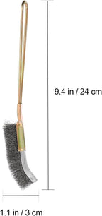 Narrow profile copper wire brush for parrot cage maintenance
