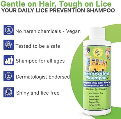 Schooltime detangling spray bottle for lice prevention