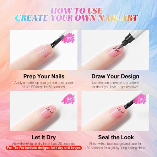 Examples of intricate nail patterns created with Magic Armor set