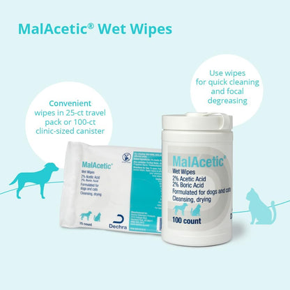 MalAcetic pet wipes sealable opening demonstrating easy to use dispenser mechanism.
