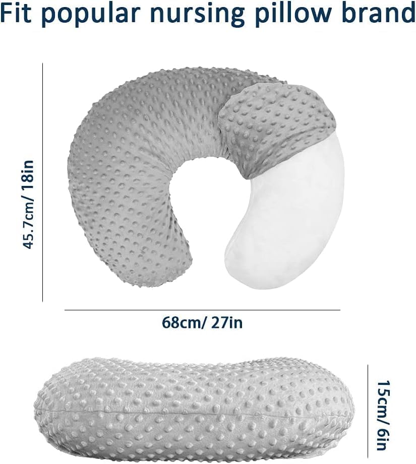 Flat lay of rainbow and bear pattern breastfeeding pillow slipcover