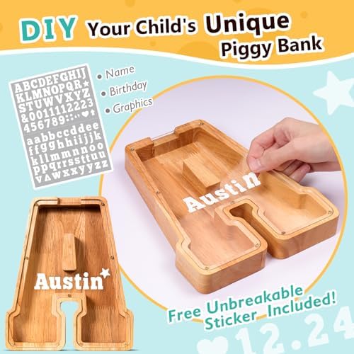 Close up view of the top entry slot on the SummiDate personalized alphabet money box