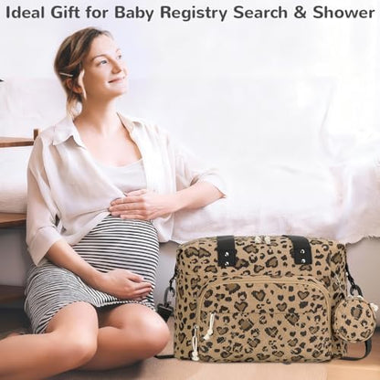 Tenot leopard print travel tote with pacifier case