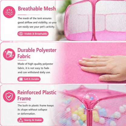RYPET Guinea Pig Playpen - Breathable & Transparent Pet Playpen Pop Open Outdoor/Indoor Exercise Fence, Portable Yard Fence for Guinea Pig, Rabbits, Hamster, Chinchillas and Hedgehogs - Image 4