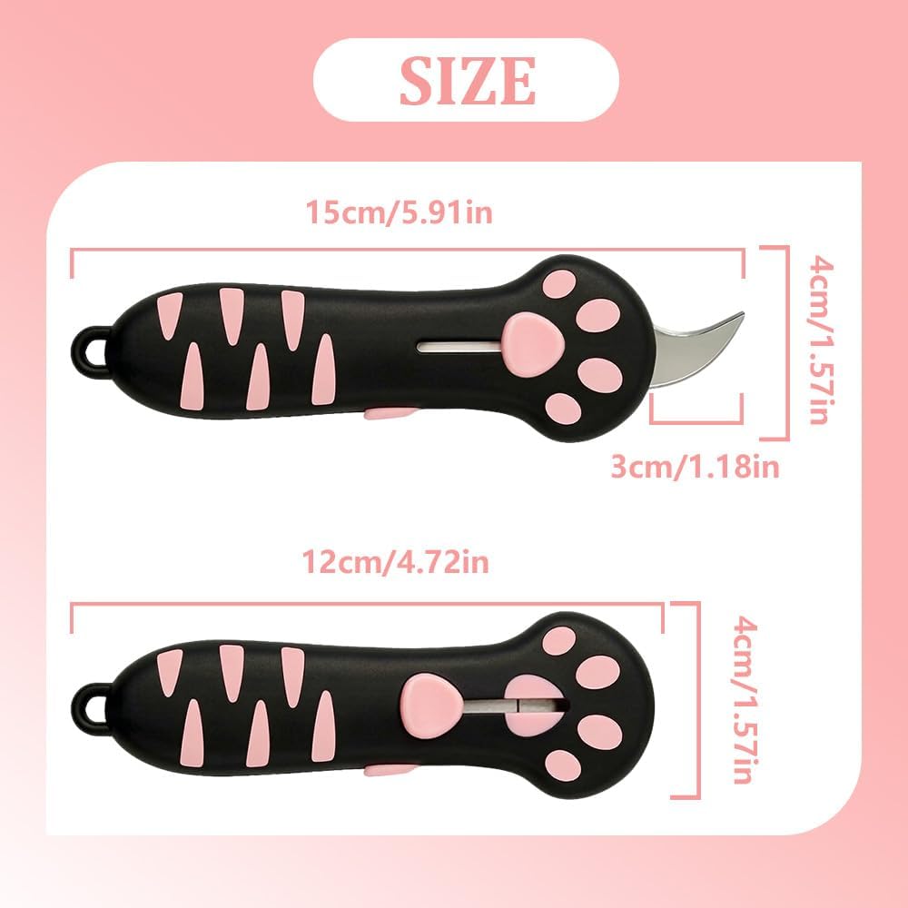 Cute retractable cat claw paper cutter tool showcasing the extended stainless steel razor blade