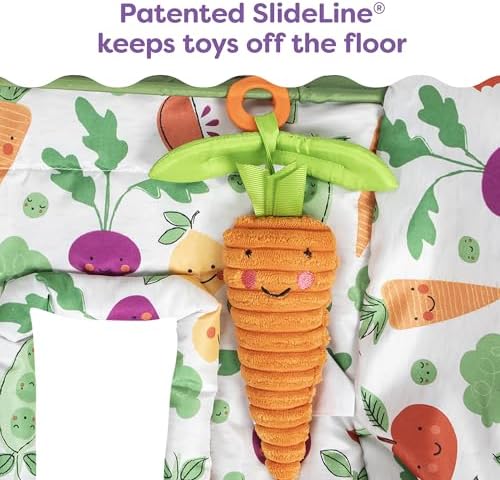 Detailed view of the SlideLine toy tether with the attached plush crinkle leaf toy accessory.