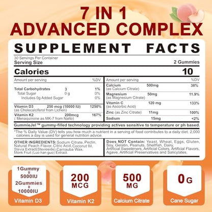 Lilicare Vitamin D3 K2 supplement bottle with peach flavor highlighted