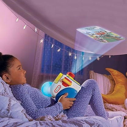Little Tikes truck character glowing in nightlight mode on top of the projector.