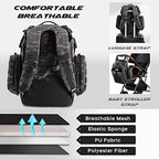 Dinictis rugged dad backpack showing back padding and stroller straps