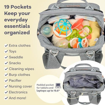 RUVALINO diaper bag package including the matching portable waterproof changing pad and pacifier case