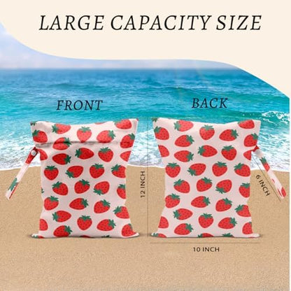 Waterproof strawberry laundry bag with snap handle