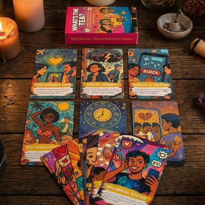 Compact giftable divination deck box and card display
