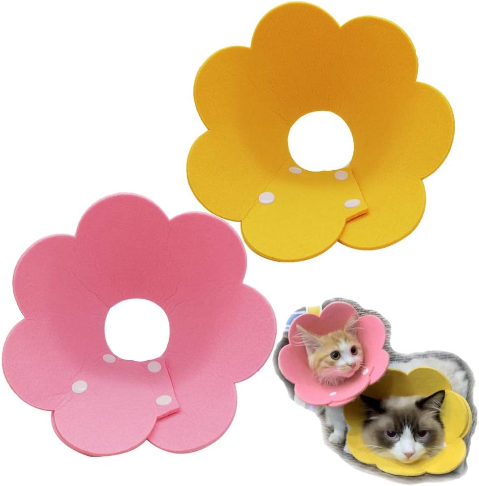 Adjustable Cat Recovery Collar - Cute Flower Neck Cat Cones After Surgery, Set of 2, Surgery Recovery Elizabethan Collars for Kitten and Cats S Size (2 pcs) - Image 9