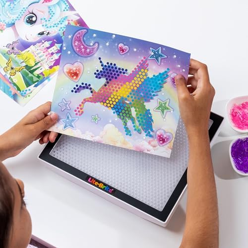 Six included edge-to-edge unicorn and rainbow design templates spread out clearly.