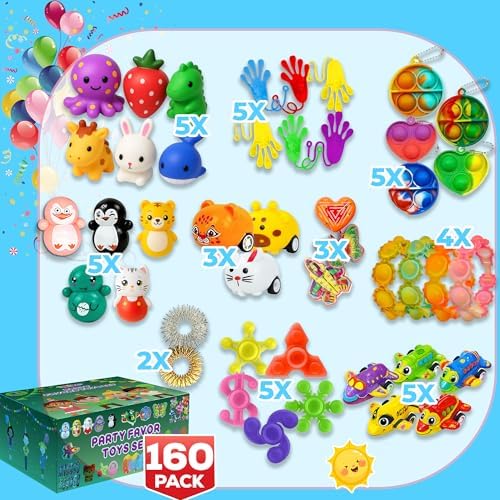 TwCare pop sensory keychains and squishies laid out flat from the bulk package.