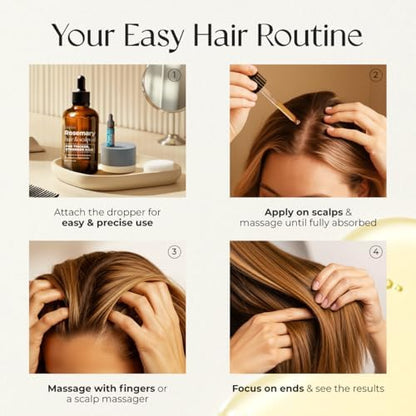 Applying Gya Labs rosemary and castor essential oil mixture to the scalp.