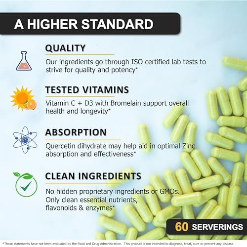 High purity quercetin with bromelain and zinc for improved cellular health