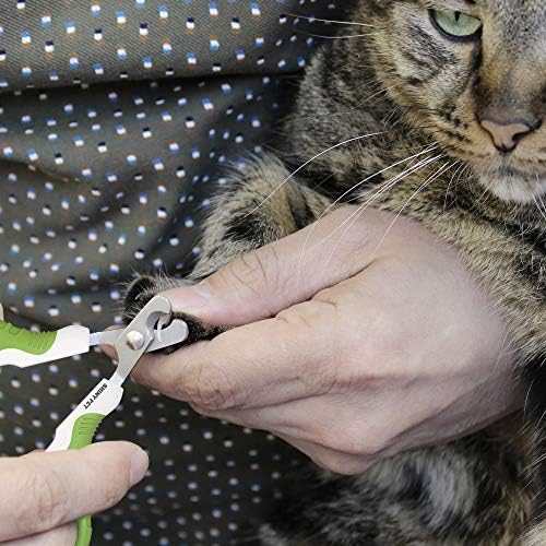 Two piece pet grooming kit showcasing the relative sizes of the nail cutter and comb