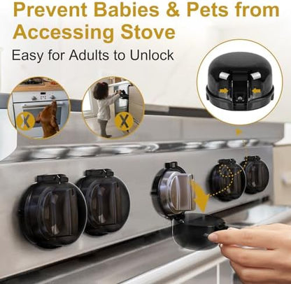 Dabormi dual-key child proof stove knob cover black color