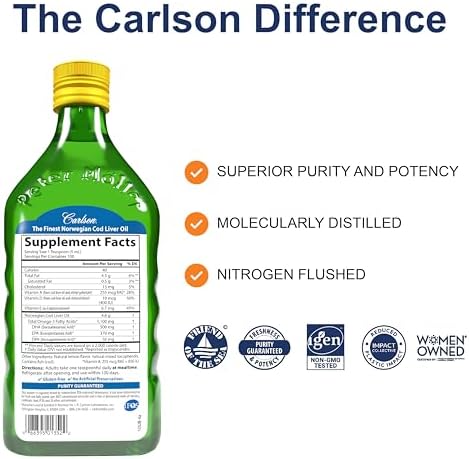 Carlson Norwegian cod liver oil supplement facts nutrition panel
