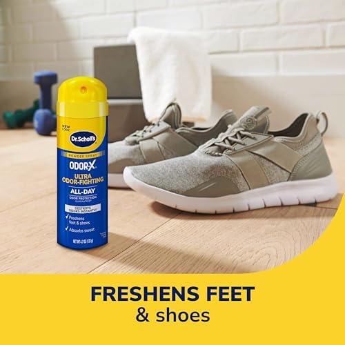 Dr. Scholl's SweatMAX technology spray for cooling relief and dry feet
