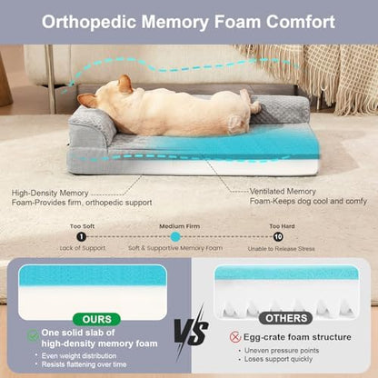 Rainmr Orthopedic Dog Bed for Small and Medium Dogs, Memory Foam Pet Bed with Washable Removable Cover, Nonskid Bottom, Waterproof, for Indoor, Outdoor, Crate Car Use, 30x20x6 Inches, Light Grey - Image 6