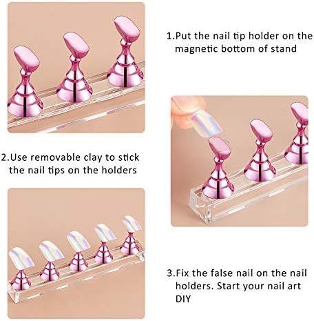 Detailed view of magnetic nail tips on acrylic base